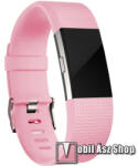  Okosóra szíj - RÓZSASZÍN - szilikon, textúrált mintás, 125+108mm hosszú - Fitbit Charge 2