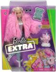 Mattel Barbie - Extravagáns baba rózsaszín kabátban kiskedvenccel (GRN28)