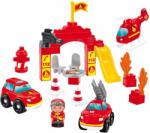 Ecoiffier Joc de construit în cutie Pompieri Firemen Barrel Ecoiffier cu 3 mașinuțe și figurină 45 piese de la 18 luni (ECO1929)