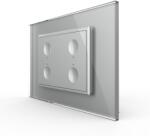 LIVOLO Intrerupator cvadruplu cu touch Livolo cu rama din sticla, standard Italian - Serie noua - culoare gri