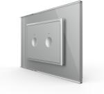 LIVOLO Intrerupator dublu cu touch Livolo cu rama din sticla, standard Italian - Serie noua - culoare gri