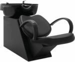 vidaXL fekete műbőr fejmosó szék mosdókagylóval (110319)