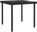 vidaXL Masă de exterior, negru, 80x80x72 cm, sticlă și oțel (313098)