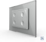 LIVOLO Intrerupator cvadruplu wireless cu touch Livolo cu rama din sticla, standard Italian - Serie noua - culoare gri
