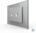 LIVOLO Intrerupator dublu wireless cu touch Livolo cu rama din sticla, standard Italian - Serie noua - culoare gri