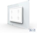 LIVOLO Intrerupator cvadruplu cap scara / cap cruce wireless cu touch Livolo cu rama din sticla, standard Italian - Serie noua