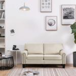 vidaXL Canapea cu 2 locuri, crem, material textil (287152) Canapea