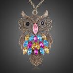  Colier fashion vintage - bufnita cu cristale multicolore