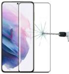  Temp-glass63127332 Samsung Galaxy S21 Plus fekete 3D-teljes (teljes felület ragasztó) lefedettséget biztosító karcálló, ütésálló kijelzővédő üvegfólia, 9H tempered glass, törlőkendővel (Temp-glass6312
