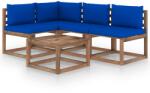 vidaXL Set mobilier de grădină cu perne albastre, 5 piese (3067378)