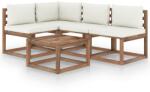 vidaXL Set mobilier grădină cu perne crem, 5 piese (3067370)
