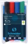 Schneider Marker SCHNEIDER Maxx 293, pentru tabla de scris+flipchart, varf tesit 2-5mm, 4 cul/set - (N, R, A, V) (S-129394) - birotica-asp