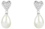 Pami Accessories Cercei dama cu perla si strasuri zirconiu, placati cu aur alb, 2.5x1 cm, CCC-40, Argintiu