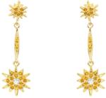 Pami Accessories Cercei dama stelute cu strasuri zirconiu, placati cu aur, 5x1.5 cm, CCC-80, Auriu/Bej
