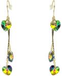 Pami Accessories Cercei dama cu cristale Swarovski inima, placati cu aur, 7 x 1 cm, Multicolor