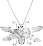 Pami Accessories Colier insecta cu cristale Swarovski placat cu aur alb, CLC-100, 65 + 5 cm, Argintiu