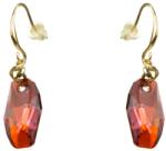 Pami Accessories Cercei dama cu cristal Swarovski, placati cu aur, 3 x 1 cm, Auriu/Rosu