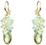Pami Accessories Cercei dama cu cristale Swarovski rotunde si oval, placati cu aur, 4 x 1.3 cm, Auriu/Verde
