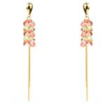 Pami Accessories Cercei dama lungi cu cristale Swarovski si lantisor, placati cu aur, 6.5 x 0.8 cm, Auriu/Roz