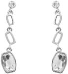 Pami Accessories Cercei dama cristal Swarovski oval, placati cu aur alb, 4.7 x 1 cm, Argintiu