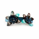 Pami Accessories Clama de par de dama cu doua flori, PAR-50, turcoaz