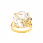 Pami Accessories Inel cu cristal Swarovski si fluturas, placat cu aur 14K, 18 mm