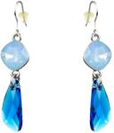 Pami Accessories Cercei dama cu cristale Swarovski, placati cu aur alb, 5.5 x 1.4 cm, Albastru