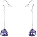 Pami Accessories Cercei dama cu cristal Swarovski triunghi, placati cu aur alb, 5x1.2 cm, CCC-90, Argintiu/Mov