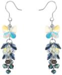 Pami Accessories Cercei dama fluturas cu cristale Swarovski, placati cu aur alb, 5.5 x 1.3 cm, Albastru