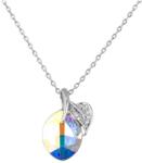 Pami Accessories Colier cu cristal Swarovski oval si frunza, placat cu aur alb, 39 + 3 cm, CLC-80, Argintiu