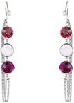 Pami Accessories Cercei dama cu cristale Swarovski rotunde cu lantisor, placati cu aur alb, 7x1 cm, CCC-40, Roz
