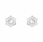Pami Accessories Cercei dama Natasha placati cu aur alb, CCC-30, 18x18 mm, Argintiu