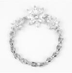 Pami Accessories Bratara de dama cu flori din cristale Swarovski, BC-180, 17 cm, Argintiu