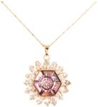 Pami Accessories Colier floarea soarelui cu cristale Swarovski, placat cu aur roz, 38 + 3 cm, CLC-150, Auriu roze/Mov