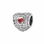 Pami Accessories Talisman inimioara Argint S925 cu cristale zirconiu, argintiu/rosu