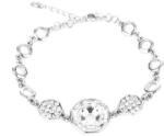 Pami Accessories Bratara de dama cu cristal si strasuri, BC-100, 17+3 cm, Argintiu