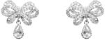 Pami Accessories Cercei dama cu strasuri zirconiu, placati cu aur alb, 1.5x1.5 cm, CCC-100, Argintiu