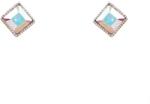 Pami Accessories Cercei dama romb placati cu aur alb, CCC-30, 7x7 mm, Argintiu
