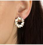 Pami Accessories Cercei de dama cerc cu cristale, placati cu aur, 2x2 cm, CCC-90, Bej