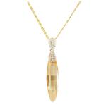 Pami Accessories Colier cristal Swarovski oval si strasuri placat cu aur, CLC-120, 38 + 3 cm, Auriu/Bej