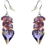 Pami Accessories Cercei dama cu cristale Swarovski inima si rotunde, placati cu aur alb, 5 x 1.5 cm, Mov
