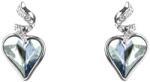 Pami Accessories Cercei dama cu cristal Swarovski inima si strasuri, placati cu aur alb, 2.5 x 1.3 cm, Bleu
