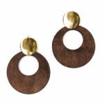 Pami Accessories Cercei din lemn Pami, JD1218-465, 8x7 cm, Maro