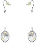 Pami Accessories Cercei dama lungi cu cristal Swarovski oval, placati cu aur alb, 5.5 x 1.4 cm, Argintiu/Bleu