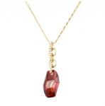 Pami Accessories Colier cristal Swarovski asimetric si strasuri placat cu aur, CLC-110, 40 + 3 cm, Auriu/Rosu