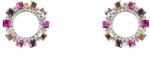 Pami Accessories Cercei dama rotunzi cu cristale Swarovski, placati cu aur alb, 1.9 x 1.9 cm, Mov