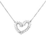 Pami Accessories Colier inima cristale zirconiu placat cu aur alb, CLC-90, 40 + 6 cm, Argintiu