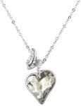 Pami Accessories Colier inima cristal Swarovski si strasuri placat cu aur alb, CLC-110, 41 + 3 cm, Argintiu/Bej