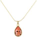 Pami Accessories Colier cu cristal Swarovski lacrima placat cu aur, CLC-90, 38 + 5 cm, Auriu/Corai