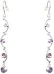 Pami Accessories Cercei dama cu cristale Swarovski, placati cu aur alb, 7x0.6 cm, CCC-40, Argintiu/Mov
